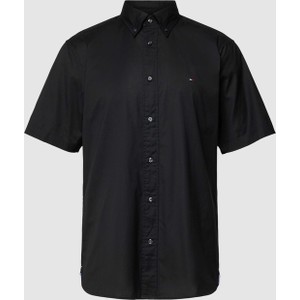 Czarna koszula Tommy Hilfiger z krótkim rękawem z kołnierzykiem button down z bawełny
