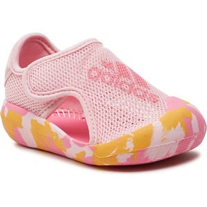 Różowe buty dziecięce letnie Adidas na rzepy
