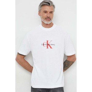 T-shirt Calvin Klein z krótkim rękawem z bawełny z nadrukiem