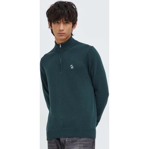 Zielony sweter Abercrombie & Fitch z wełny ze stójką