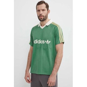 Zielony t-shirt Adidas Originals w młodzieżowym stylu