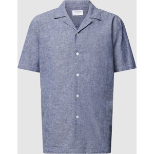 Niebieska koszula Peek&Cloppenburg z krótkim rękawem z bawełny
