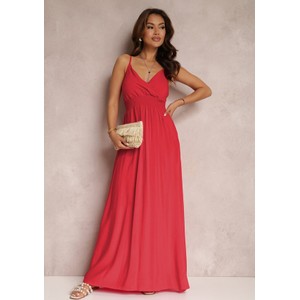 Czerwona sukienka Renee maxi z bawełny z dekoltem w kształcie litery v