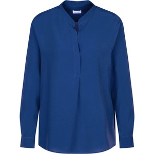 Niebieska bluzka Seidensticker w stylu casual z długim rękawem z dekoltem w kształcie litery v