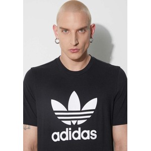 Czarny t-shirt Adidas Originals z krótkim rękawem z bawełny w sportowym stylu