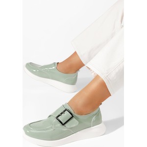 Zielone półbuty Zapatos w stylu casual ze skóry z płaską podeszwą