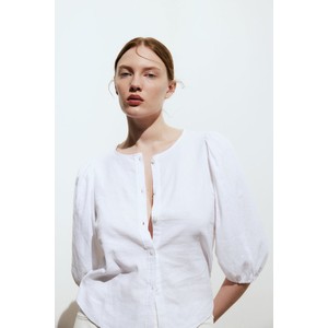 Bluzka H & M z lnu w stylu casual z długim rękawem