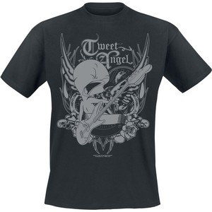Czarny t-shirt Emp z bawełny w rockowym stylu z nadrukiem