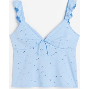 Niebieska bluzka H & M na ramiączkach z dżerseju z dekoltem w kształcie litery v