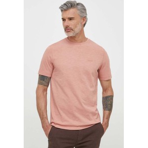 Różowy t-shirt Hugo Boss z krótkim rękawem z bawełny