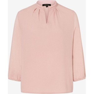 Różowa bluzka More & More z dekoltem w kształcie litery v w stylu casual