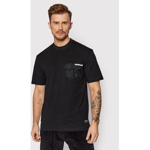 Czarny t-shirt Caterpillar z krótkim rękawem w młodzieżowym stylu