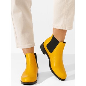 Żółte botki Zapatos na obcasie ze skóry