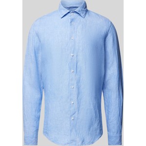 Niebieska koszula Seidensticker w stylu casual z długim rękawem z lnu
