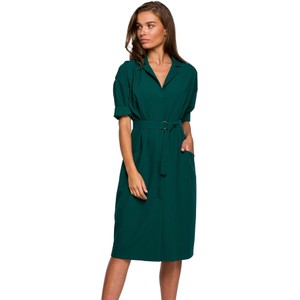 Zielona sukienka Style w stylu casual midi szmizjerka