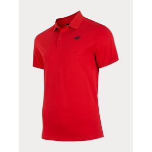 Czerwona koszulka polo 4F w stylu klasycznym z krótkim rękawem