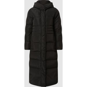 Czarny płaszcz Geox długi z kapturem w stylu casual