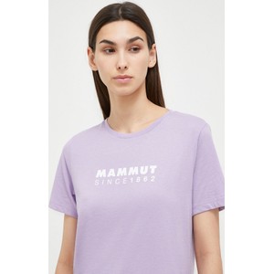 Fioletowy t-shirt Mammut z bawełny z okrągłym dekoltem