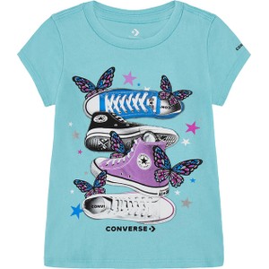 Niebieska bluzka dziecięca Converse dla dziewczynek z bawełny