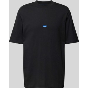 Czarny t-shirt Hugo Blue z bawełny w stylu casual