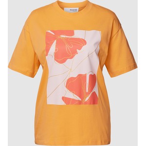 Pomarańczowy t-shirt Selected Femme z bawełny