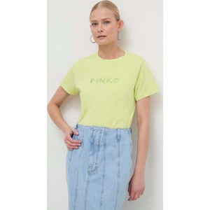 Żółty t-shirt Pinko w młodzieżowym stylu
