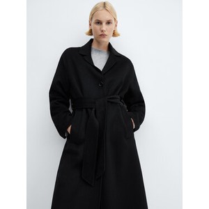 Czarny płaszcz Mango z wełny w stylu casual bez kaptura