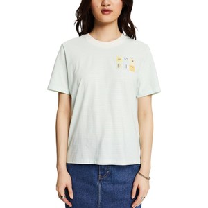 T-shirt Esprit w młodzieżowym stylu z bawełny z okrągłym dekoltem