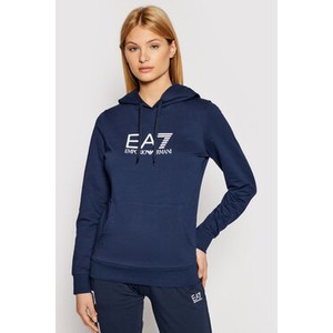 Niebieska bluza EA7 Emporio Armani w młodzieżowym stylu krótka