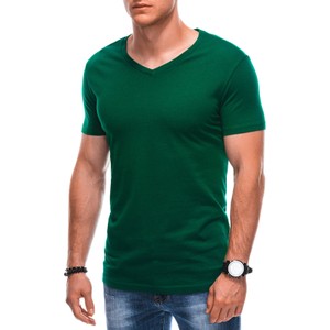 Zielony t-shirt Edoti z bawełny w stylu casual z krótkim rękawem