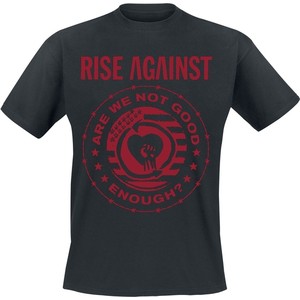 Granatowy t-shirt Rise Against w młodzieżowym stylu z nadrukiem z bawełny