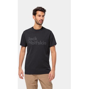 Czarny t-shirt Jack Wolfskin w młodzieżowym stylu z krótkim rękawem