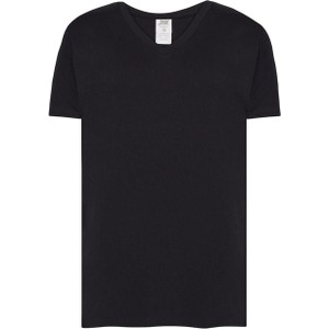 Czarny t-shirt JK Collection z bawełny z krótkim rękawem w stylu casual