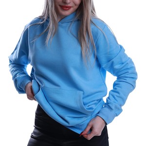 Niebieska bluza Pantofelek24.pl z kapturem z bawełny w stylu casual