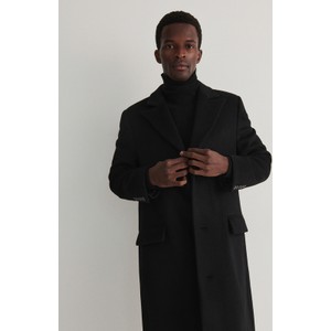 Czarny płaszcz męski Reserved z wełny w stylu klasycznym