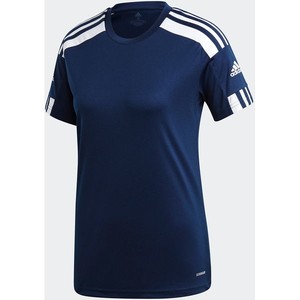 Niebieski t-shirt Adidas z krótkim rękawem w sportowym stylu z dżerseju