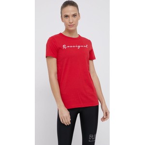 Czerwony t-shirt ROSSIGNOL z krótkim rękawem w młodzieżowym stylu z okrągłym dekoltem