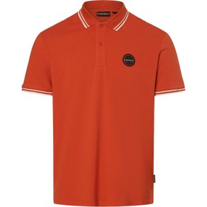Pomarańczowa koszulka polo Napapijri w stylu casual z krótkim rękawem