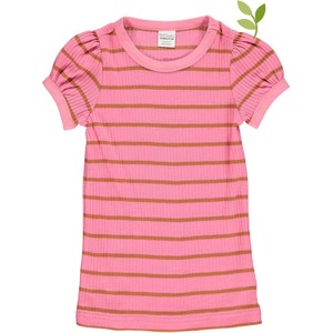 Różowa bluzka dziecięca Fred`s World By Green Cotton w paseczki z bawełny dla dziewczynek