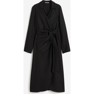 Czarna sukienka H & M w stylu casual z długim rękawem midi