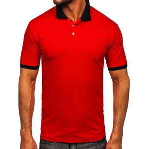 Czerwona koszulka polo Denley z bawełny