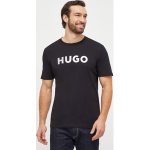 Czarny t-shirt Hugo Boss z bawełny z krótkim rękawem w młodzieżowym stylu