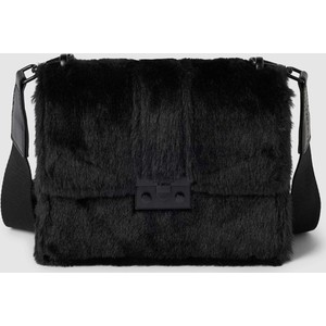 Czarna torebka Seidenfelt w stylu glamour futrzana na ramię