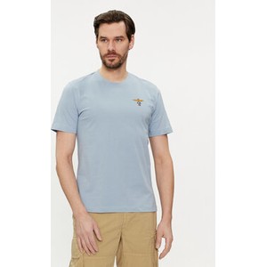 Niebieski t-shirt Aeronautica Militare w stylu casual z krótkim rękawem