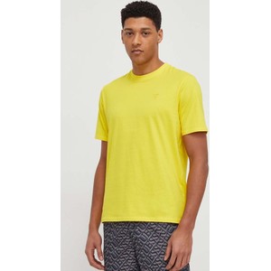 Żółty t-shirt Guess z krótkim rękawem