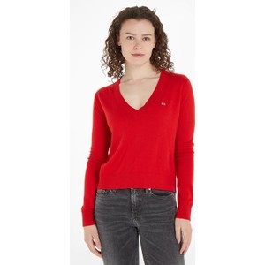 Czerwony sweter Tommy Jeans w stylu casual