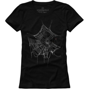 Czarny t-shirt Underworld z nadrukiem z krótkim rękawem z okrągłym dekoltem
