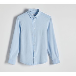 Niebieska koszula Reserved z tkaniny z długim rękawem w stylu casual