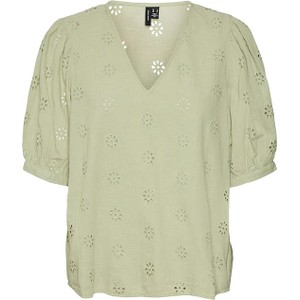 Bluzka Vero Moda z krótkim rękawem w stylu casual z dekoltem w kształcie litery v