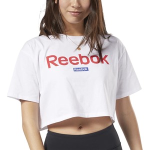 Bluzka Reebok w sportowym stylu z krótkim rękawem z okrągłym dekoltem